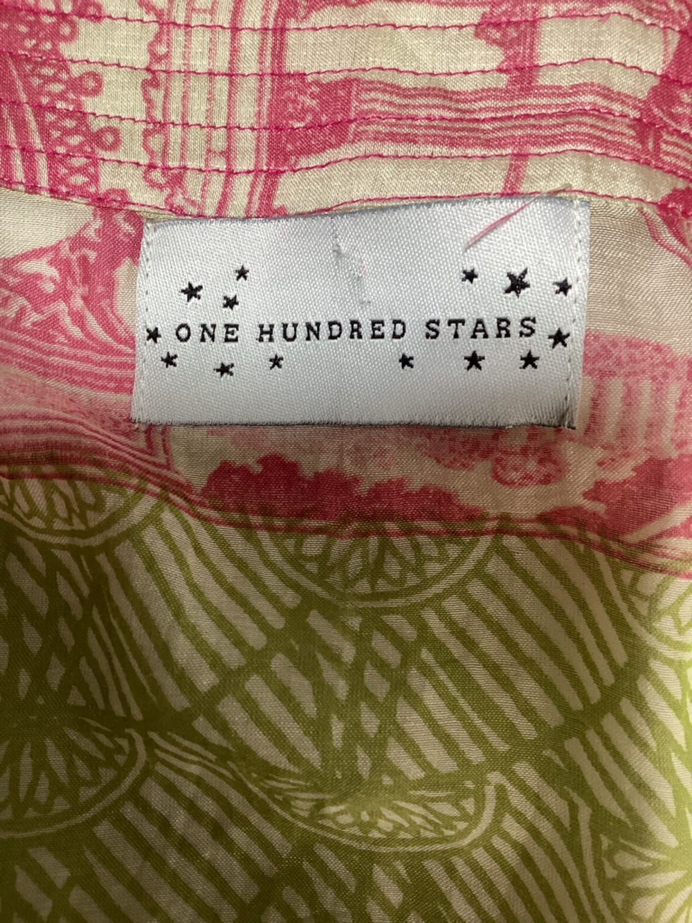 One Hundred Stars Ancient Columns Printed Rachel Kimono Top - Pink & Green - Picture 4 of 8